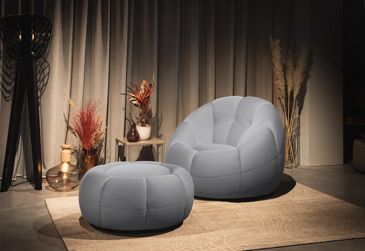 SESSEL UND POUF FIGO UND FAGO, grau - Grau, Holzwerkstoff/Textil (104/83/104cm) - Courtois Laville