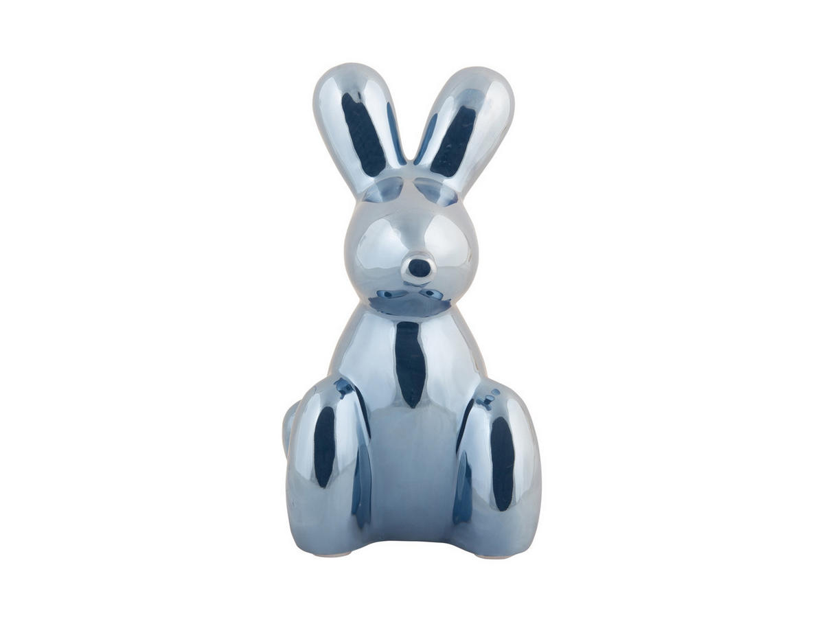 SKULPTUR Balloon Bunny 12.7/11.5/20 cm - Blau, Keramik (11.5/20/12.7cm) - Present Time