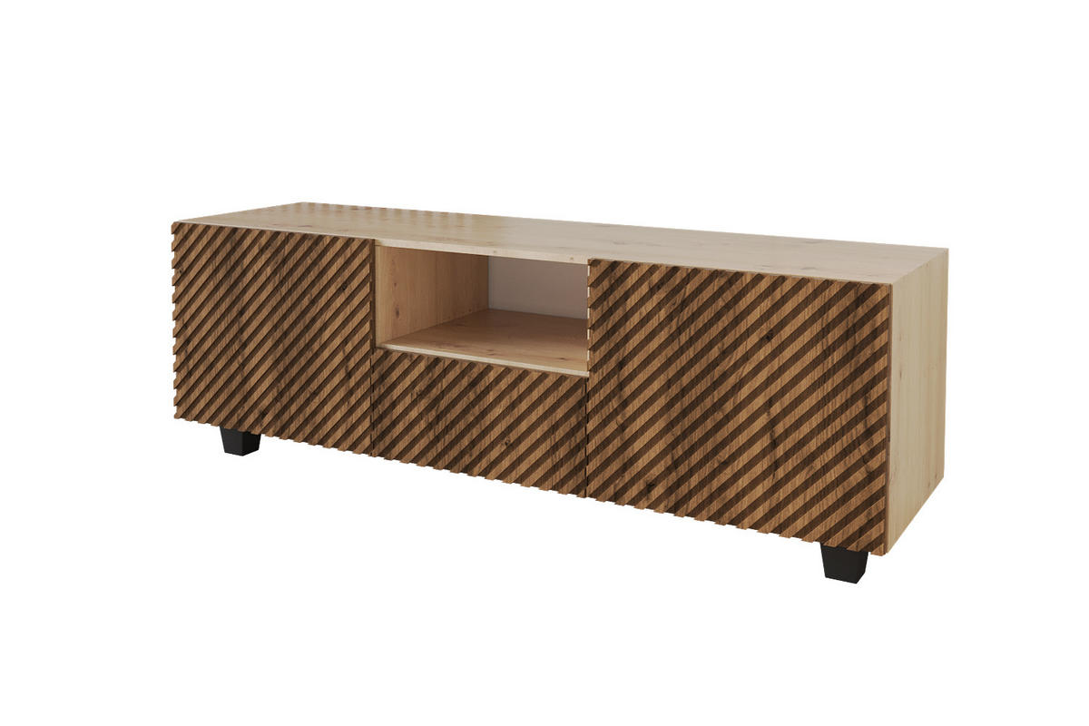 LOWBOARD ZENO-S 140x50x41 cm - Artisan / Katania - Eiche Wotan/Schwarz, Holzwerkstoff (140/50/41cm) - ALTDECOR