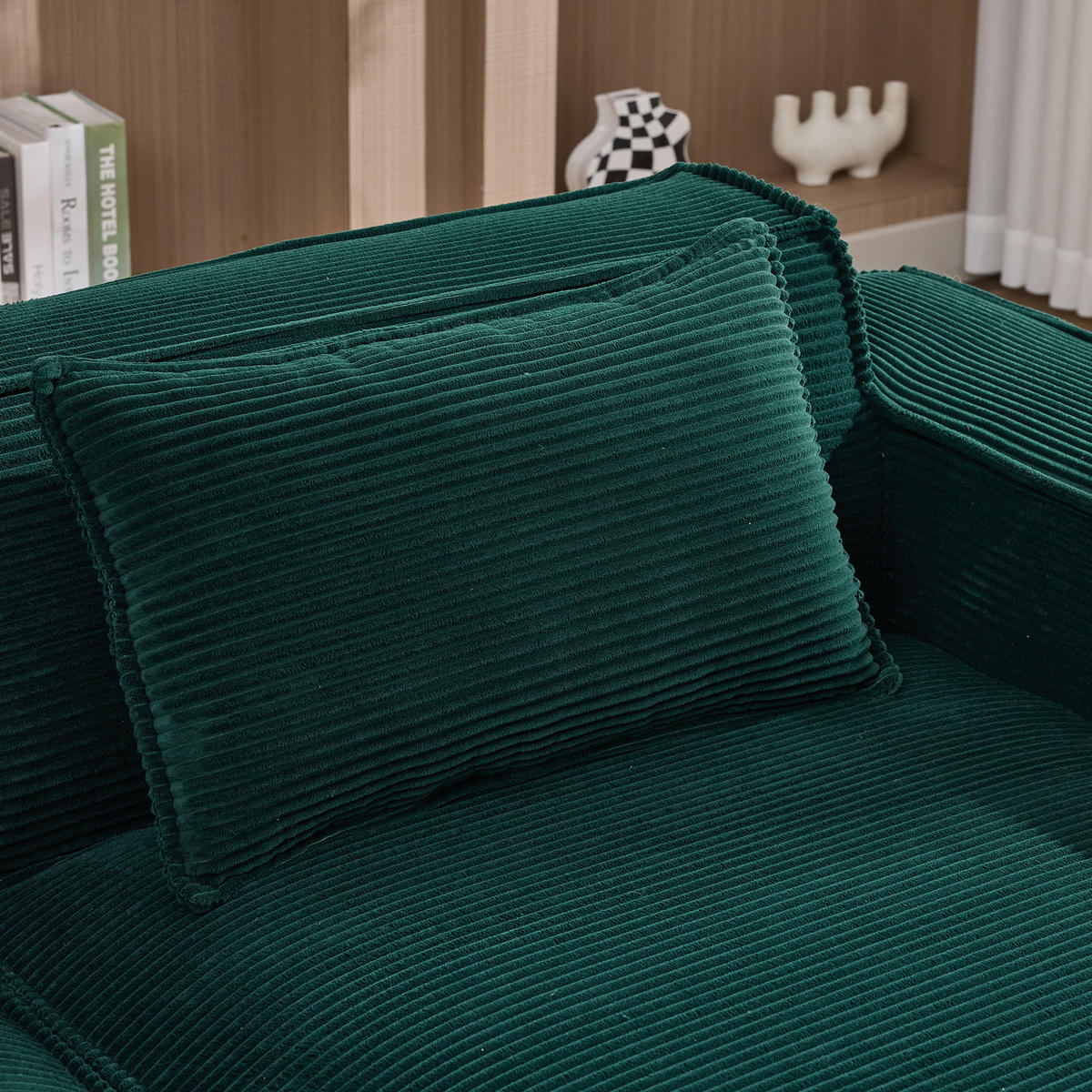 3-SITZER ECKSOFA Polyester Retrogrün mit 2 Kissen - Jadegrün, Textil (235/129cm) - WISHDOR