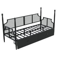 METALLBETT 90/200 cm DE-01407, in Schwarz, mit 2 Schubladen und Vintage-Design - Schwarz, Metall (90/200cm) - ComfortXL