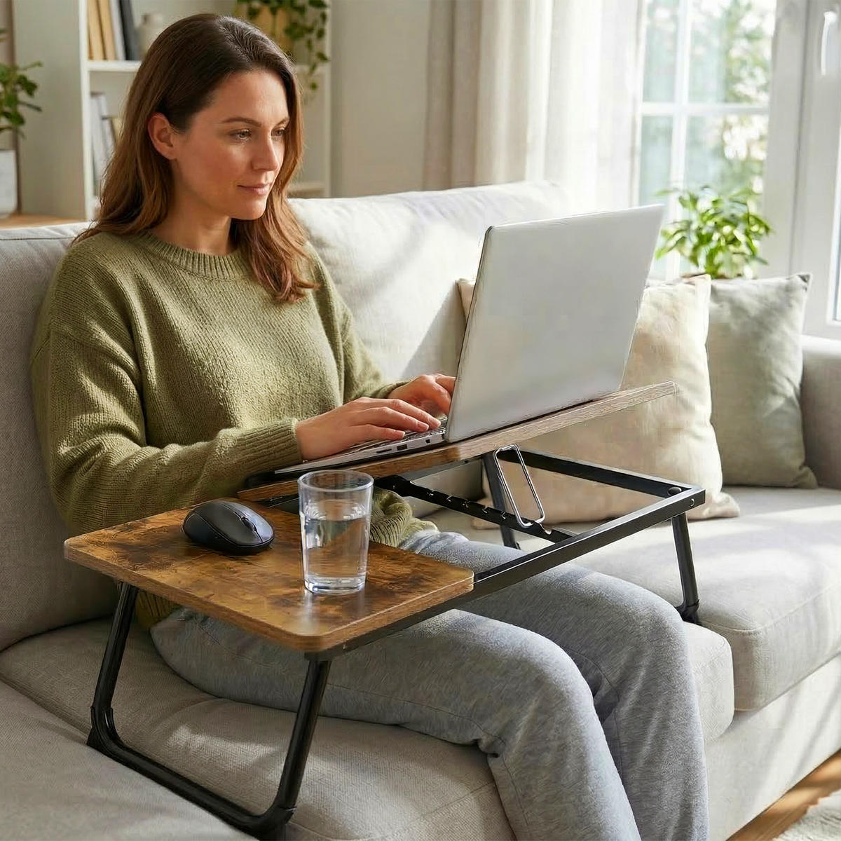 LAPTOPTISCH - Schwarz, Holzwerkstoff/Metall (33/56/23.5cm) - Relaxdays