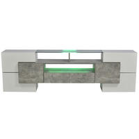 TV-LOWBOARD 200/35/60 cm mit LED-Beleuchtung und 2 Schubladen - Weiß, Holzwerkstoff (200/60/35cm) - BEAOK