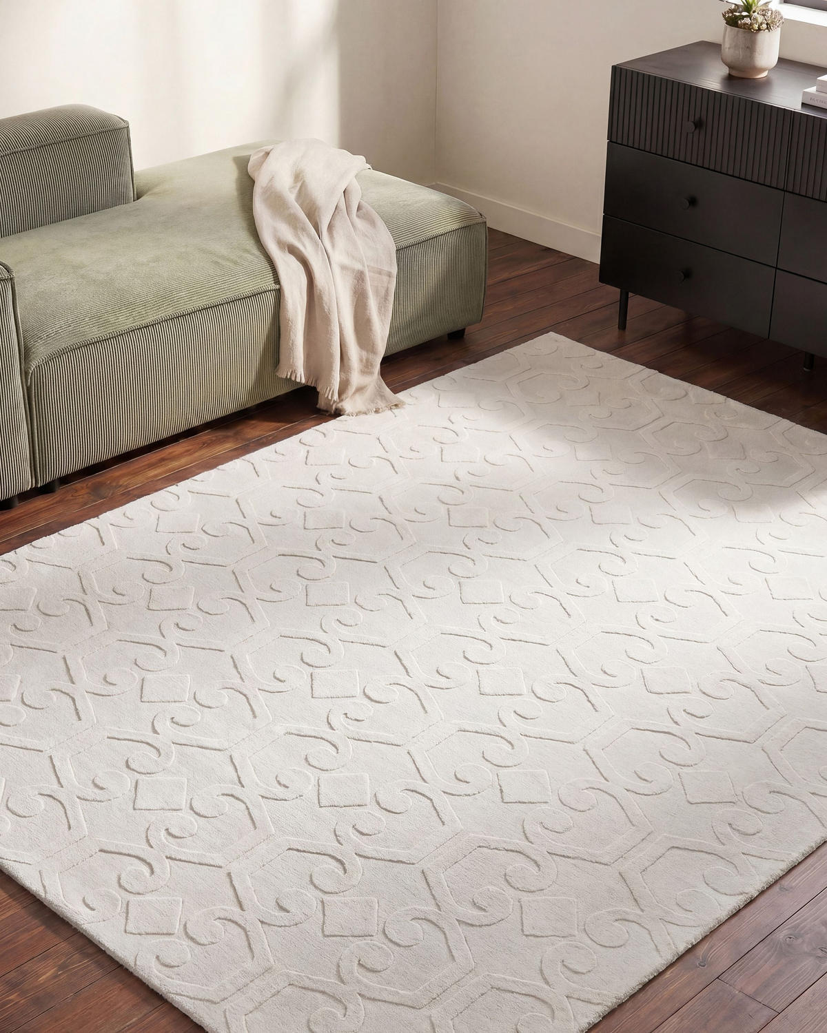 KOBEREC Krémově bílý 160/230 cm Gannett - bílá/krémová, textil (160/230cm) - Beliani
