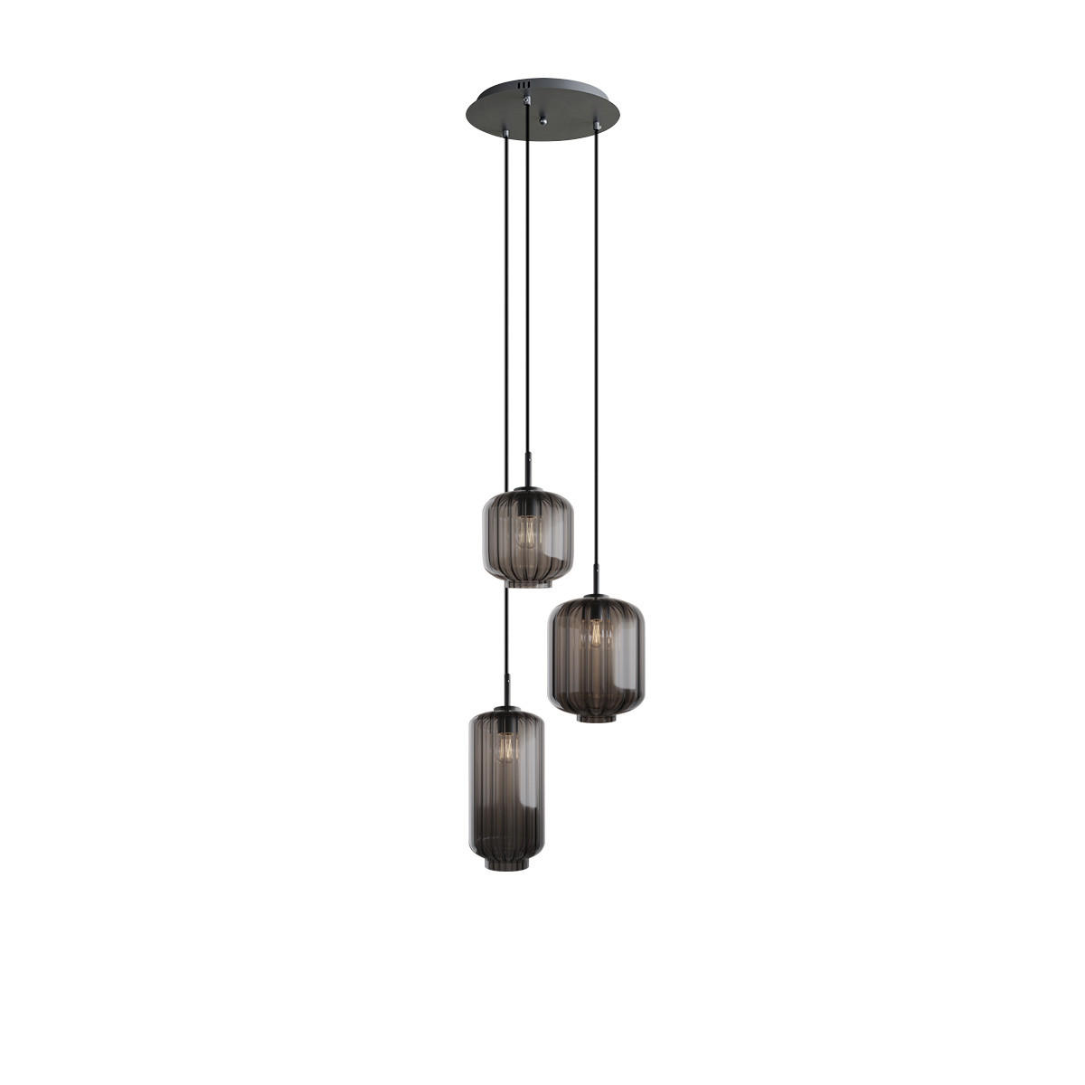 GALERIELEUCHTE Velo 3-flammig Rauch Ø 18/20/25cm - Anthrazit/Schwarz, Glas (25/25/27cm) - s.luce