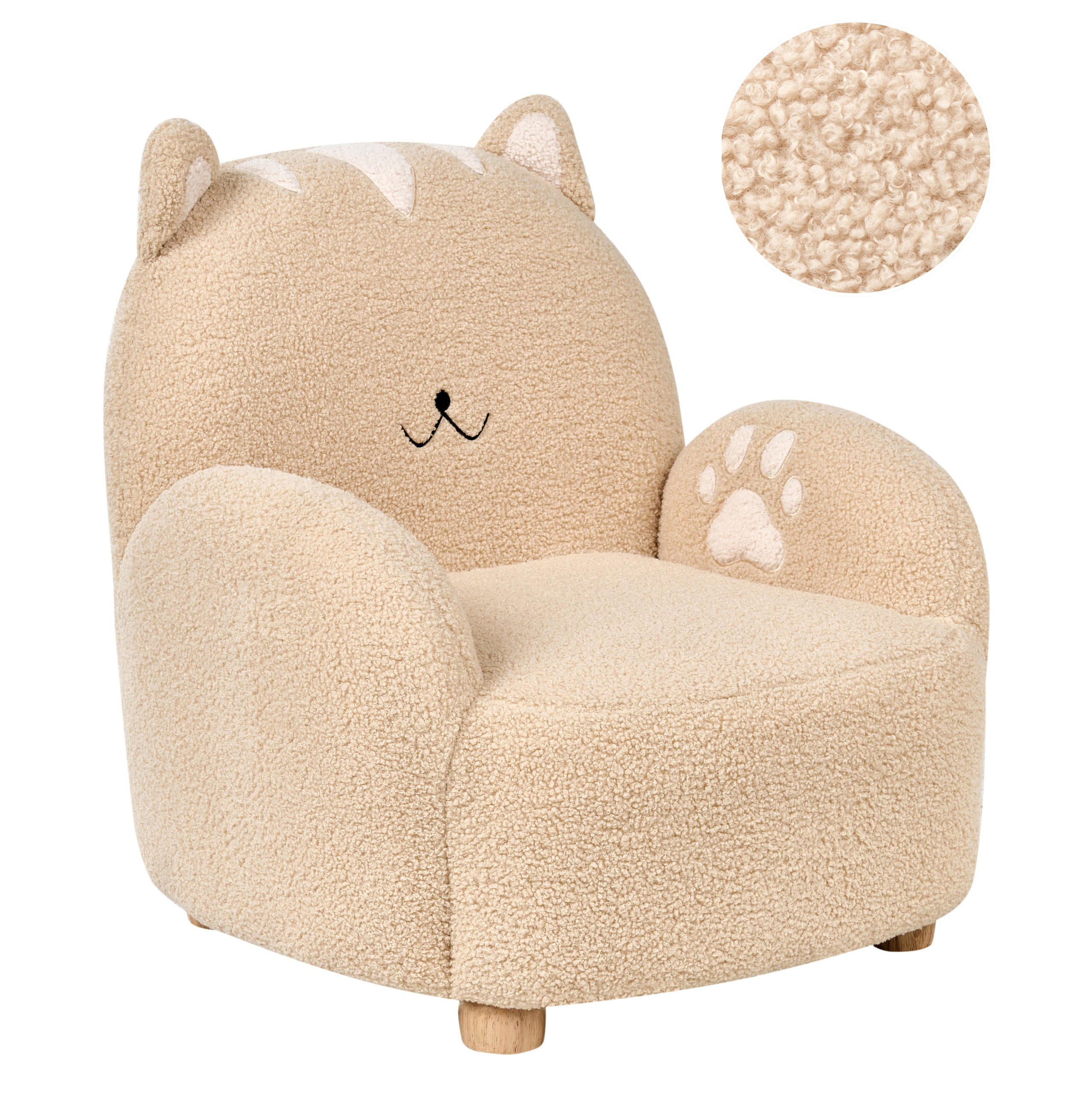 Beliani DĚTSKÉ KŘESLO Katze Bouclé Béžové Zoar