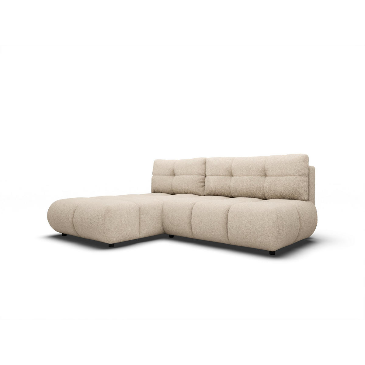 ECKSOFA CORSO L-S Beige Boucle-Stoff mit Schlaffunktion - Beige, Holz (230/177cm) - MASSENO