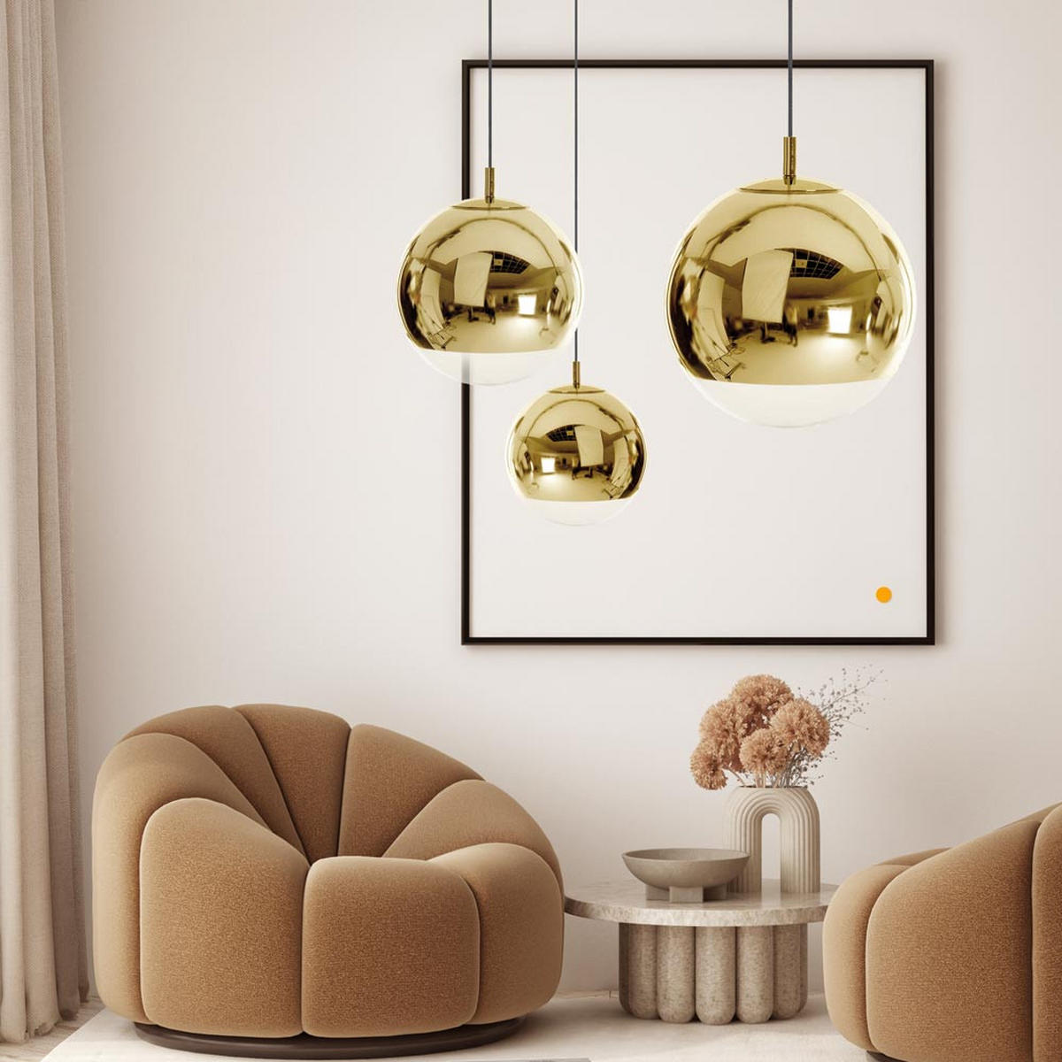 HÄNGELAMPE Fairy Gold Ø 30cm - Goldfarben, Glas (30/30/30cm) - s.luce