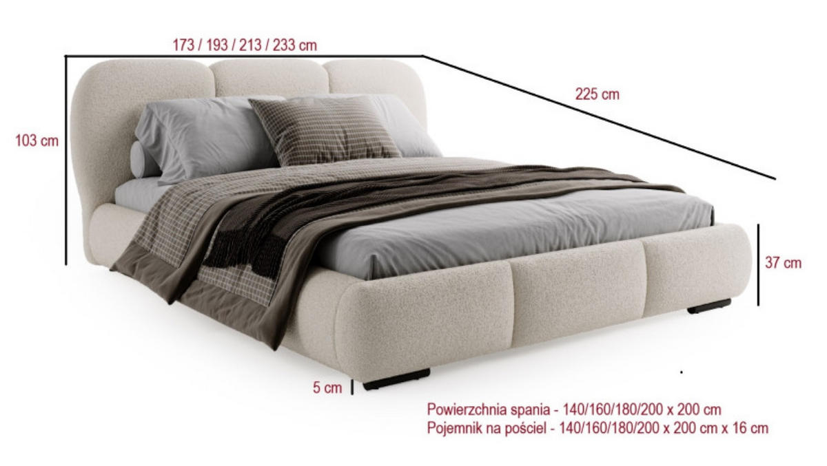 BETT Hellbeige ROZA Gepolstert Mit Bettkasten 180x200 cm - Beige, Textil (180/200cm) - Sepro Meble