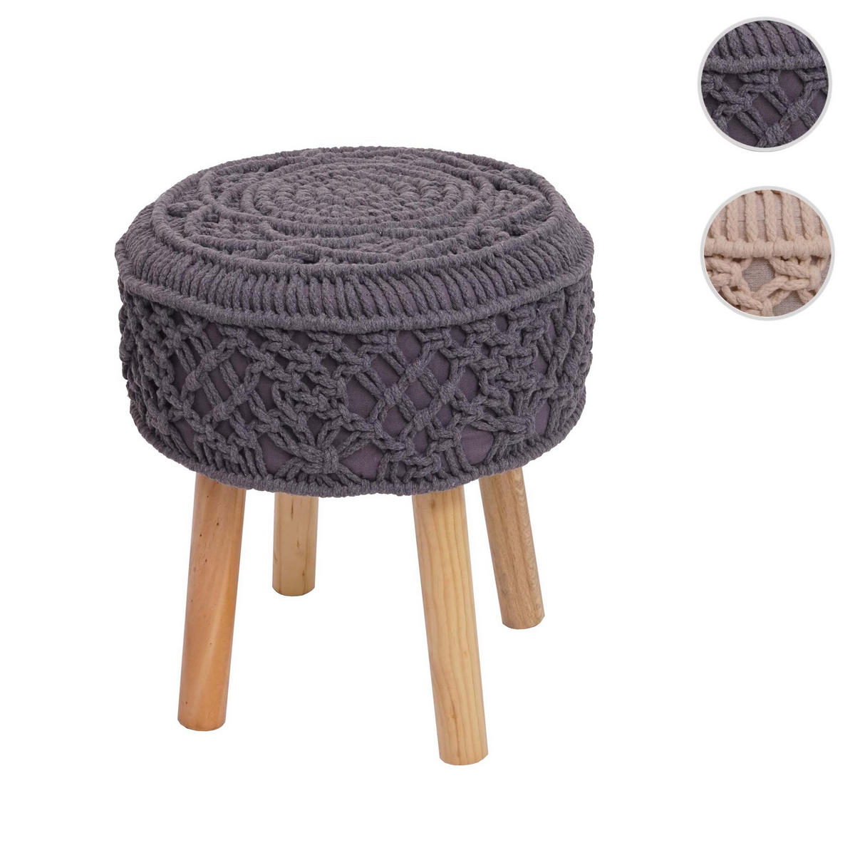 SITZHOCKER Grau - Grau, Textil (41/45/41cm) - MCW
