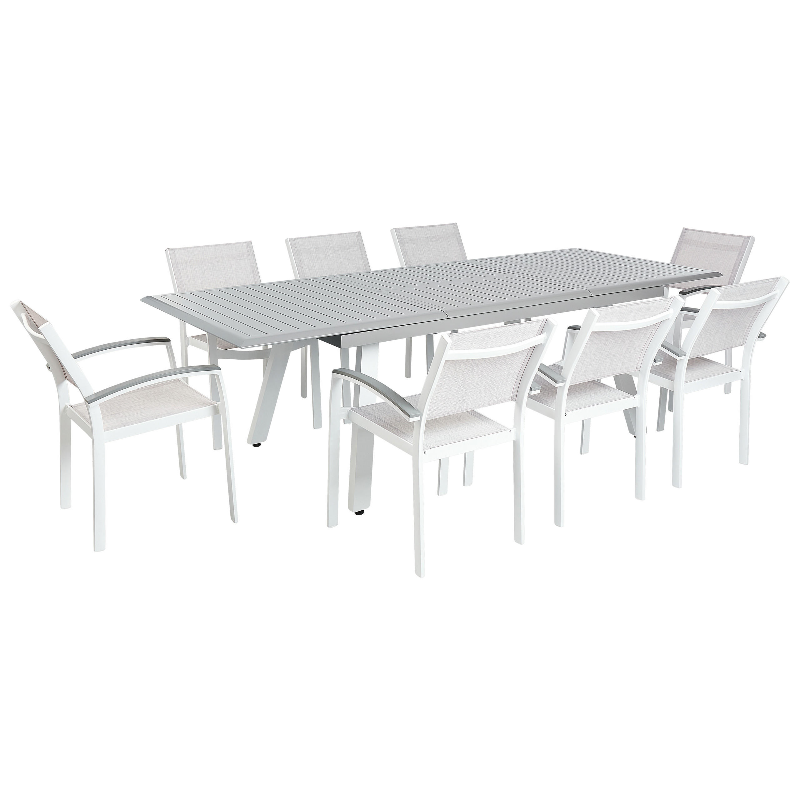 GARTENMÖBEL SET 8-Sitzer Aluminium grau Pereta - Weiß/Grau, Metall - Beliani