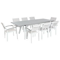 GARTENMÖBEL SET 8-Sitzer Aluminium grau Pereta - Weiß/Grau, Metall - Beliani