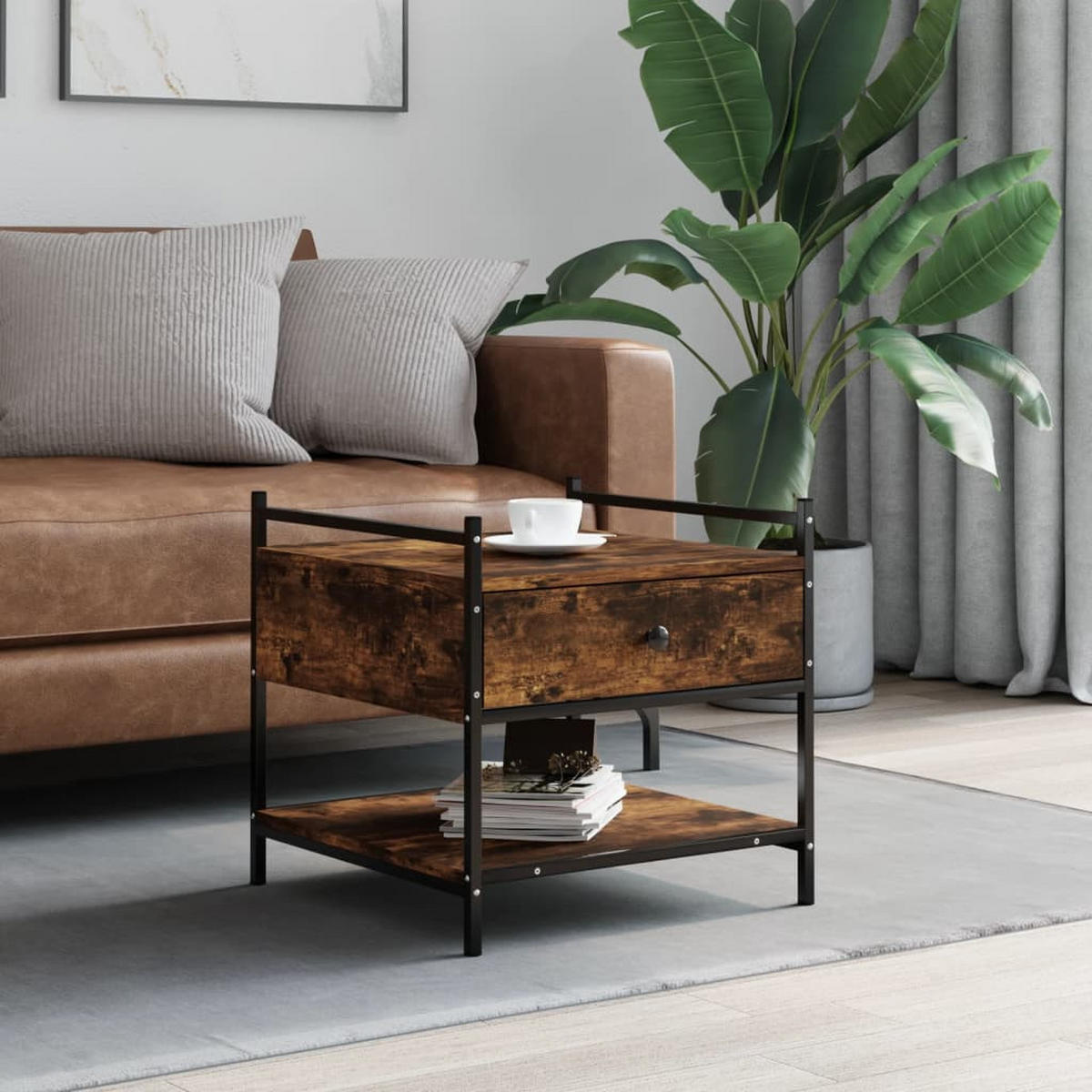 COUCHTISCH Räuchereiche 50x50x50 cm Holzwerkstoff - Braun, Holzwerkstoff (50/50/50cm) - furnicato
