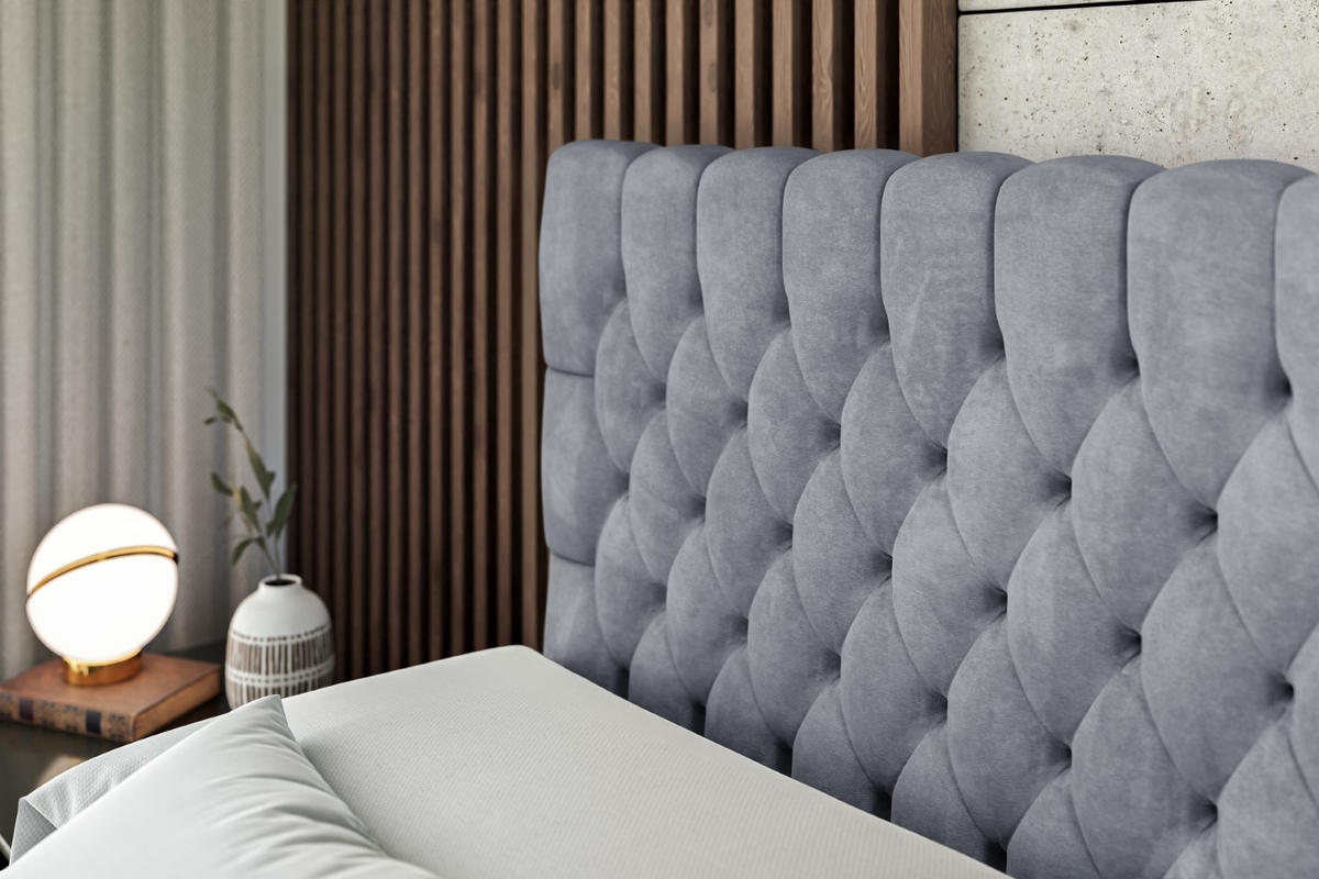 BOXBETT mit Matratze H4 und Lattenrost - SERENE - 120x200 - H4 - Hellgrau - Grau, Holzwerkstoff (120/200cm) - ALTDECOR