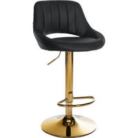 BARHOCKER Lederlook Schwarz - Goldfarben/Schwarz, Textil/Metall (47/85/48cm) - CLP