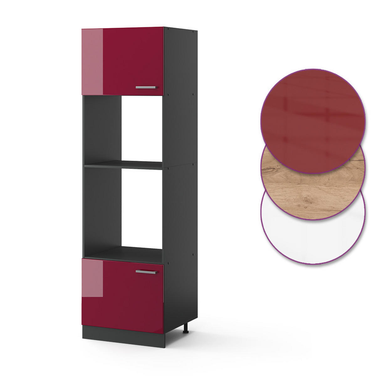 MIKROWELLENSCHRANK R-Line Rot Hochglanz 60 cm - Anthrazit/Rot, Holzwerkstoff (60/206.8/57.2cm) - Vicco
