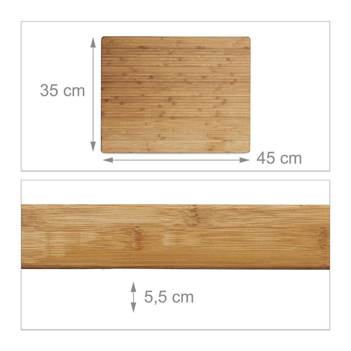 HACKBRETT Natur Bambus gestreift 45x35 cm - Hellbraun, Holz (45/35cm) - Relaxdays