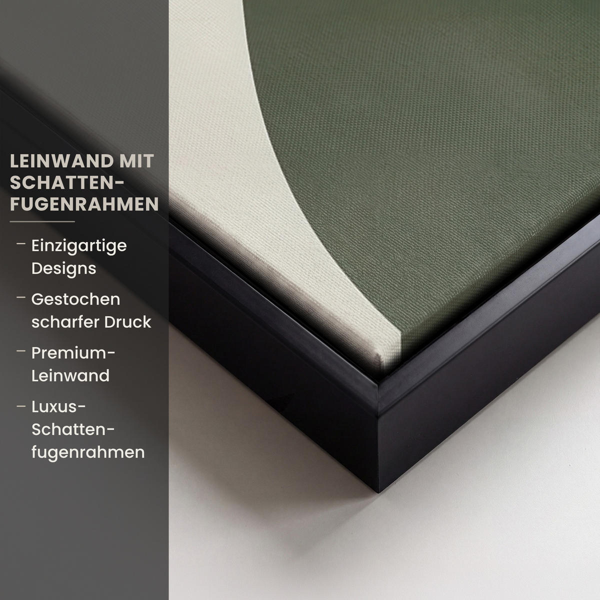 LEINWAND Bilder mit Rahmen - Japandi - Grün - Abstrakt - Modern - 50x70 - Salbeigrün, Textil (50/70cm) - MuchoWow