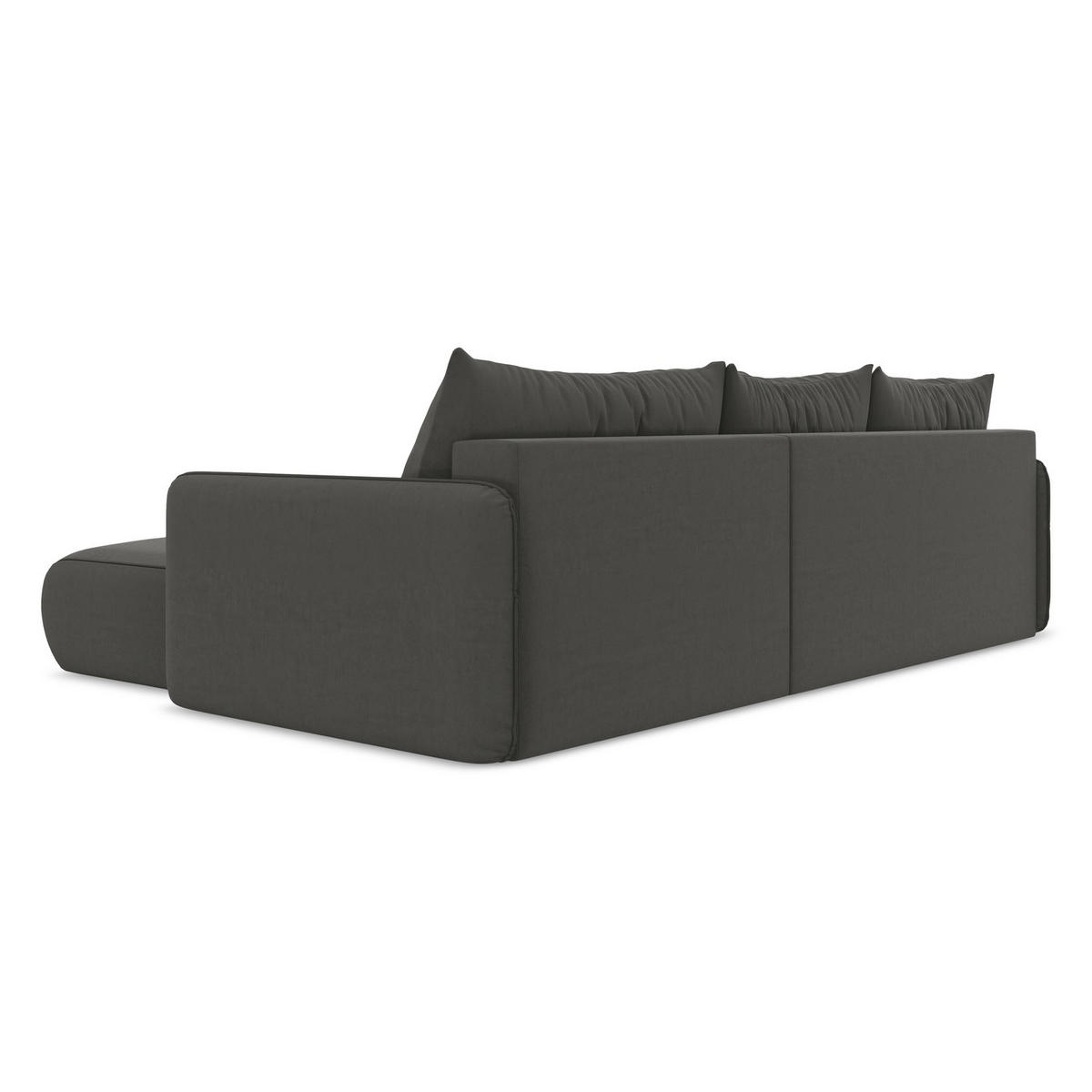 ECKSOFA mit Schlaffunktion Samt Stoff Grau - Dunkelgrau/Schwarz, Kunststoff/Textil (240/148cm) - LaMiaSofa