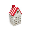 LED-LATERNENHAUS Hytte Rot Weiß 8.8/8.5/17.2 cm Keramik - Rot/Weiß, Keramik (8.5/17.2/8.8cm) - Mondex