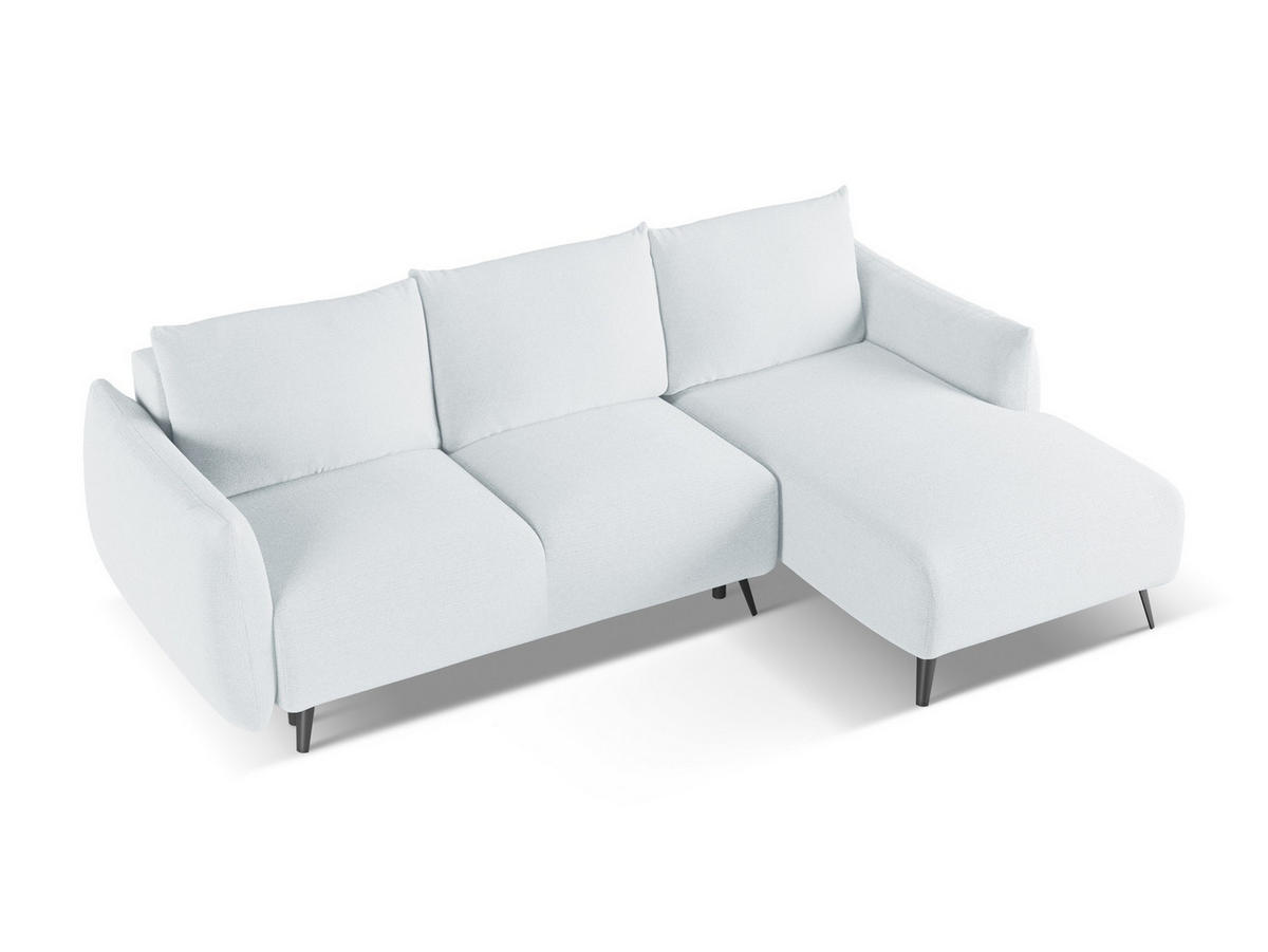 ECKSOFA mit Schlaffunktion Chenille Stoff Blau - Blau/Schwarz, Textil/Metall (242/162cm) - Makamii