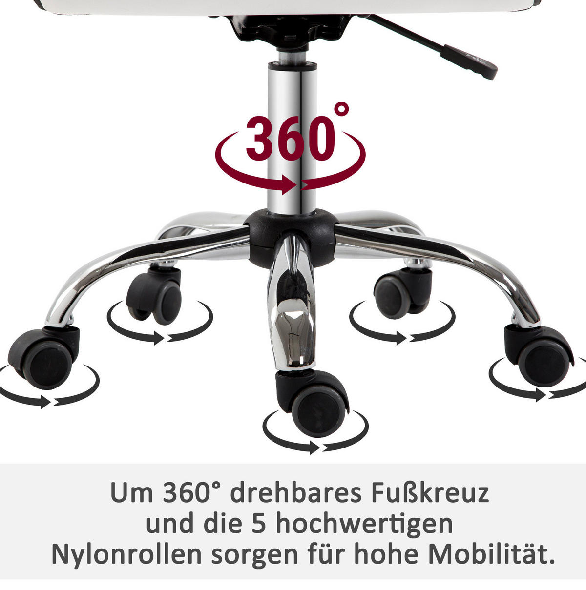 DREHSTUHL 52/78-90/48 cm Weiß aus Kunstleder höhenverstellbar - Weiß, Kunststoff (52/90/48cm) - OKMYHOME