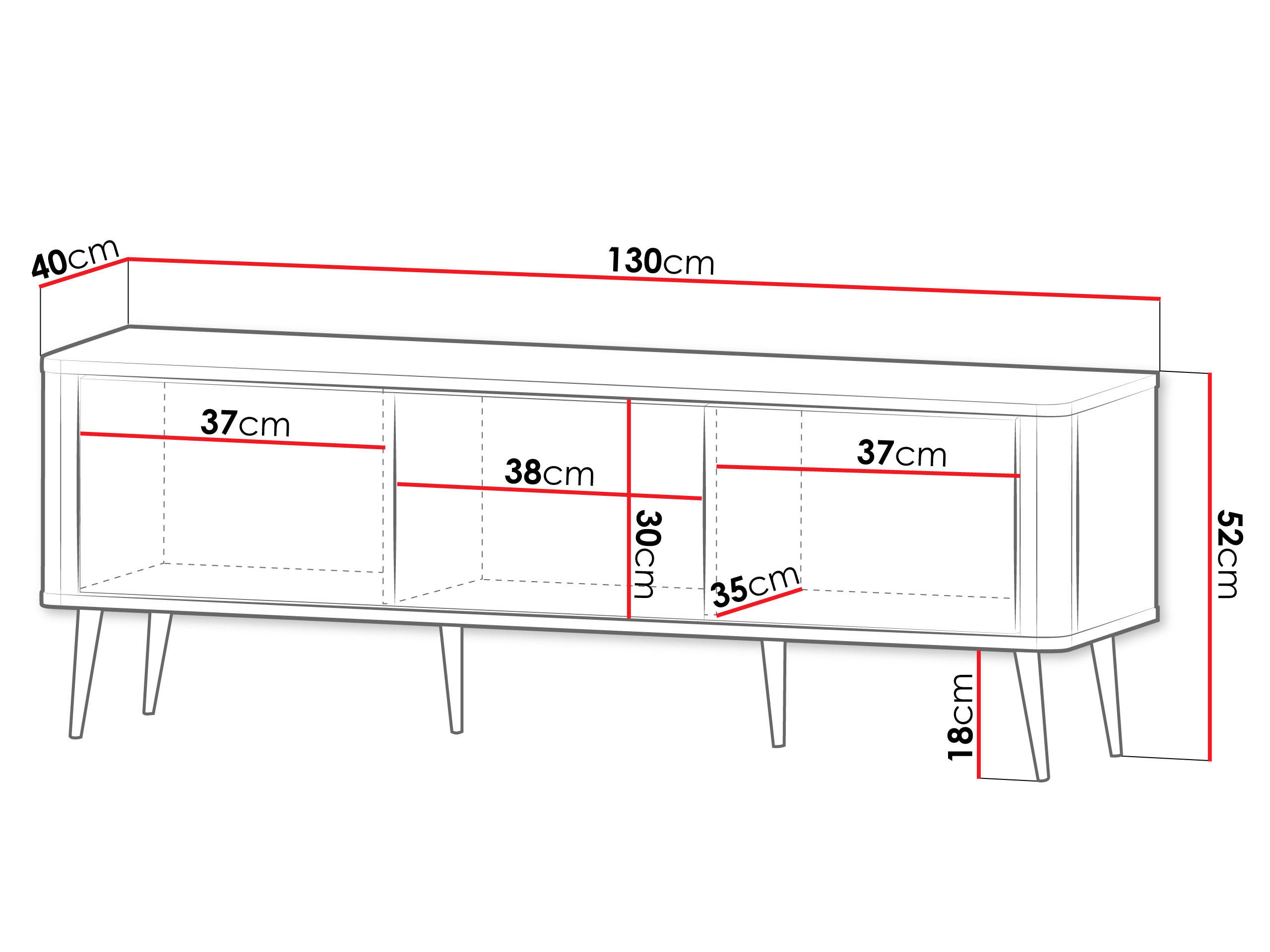 TV-ELEMENT Marly 3K RE14 - Kaschmir/Schwarz, Holzwerkstoff/Metall (130/52/40cm) - MIRJAN24