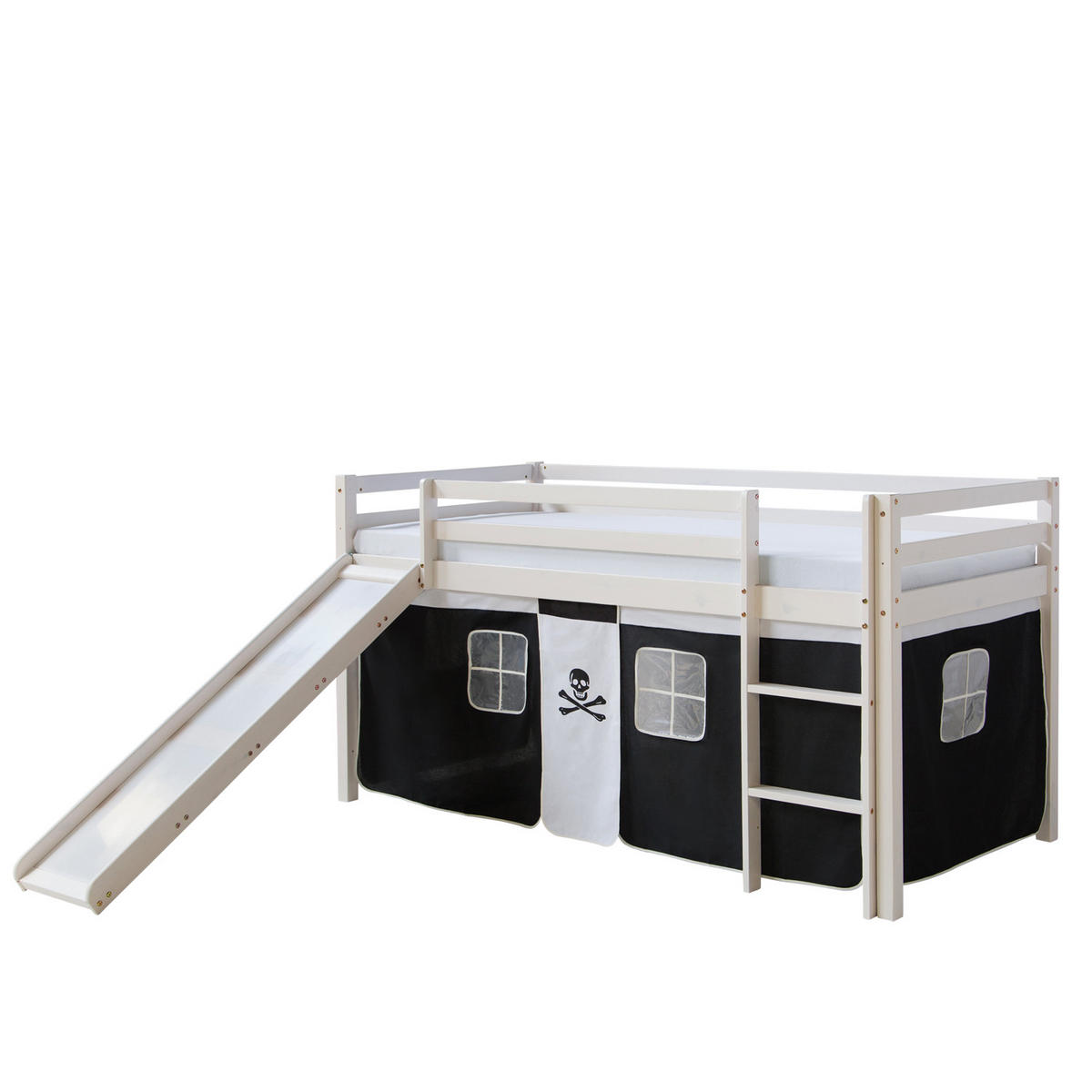 HOCHBETT mit Rutsche 90/200 cm Pirat - Schwarz/Weiß, Holz - Homestyle4u