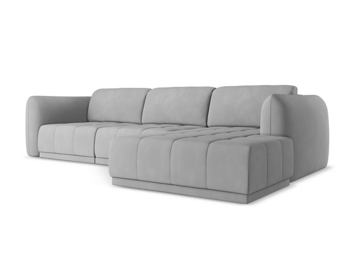 ECKSOFA Rechts Chenille Stoff Grau - Hellgrau/Schwarz, Kunststoff/Textil (290/170cm) - Makamii