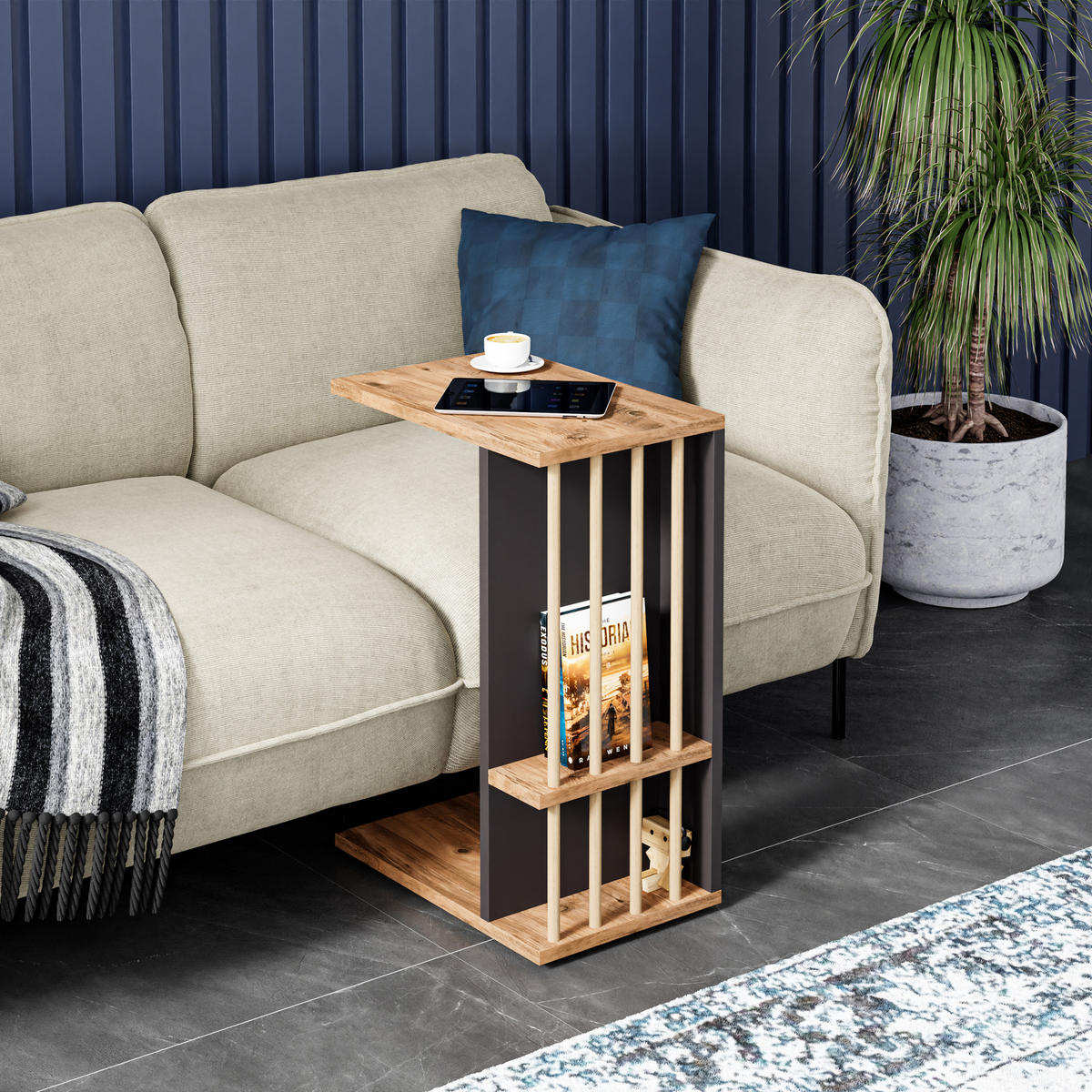 BEISTELLTISCH Siikainen - Schwarz/Braun, Holzwerkstoff (29/44/65cm) - [en.casa]
