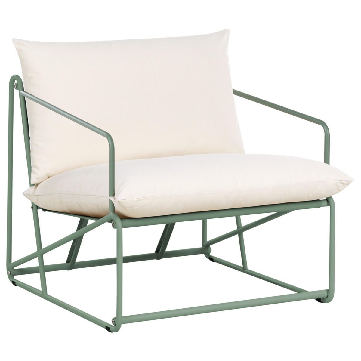 GARTENSTUHL Hellbeige Ponte - Beige/Grün, Metall (80/88/94cm) - Beliani