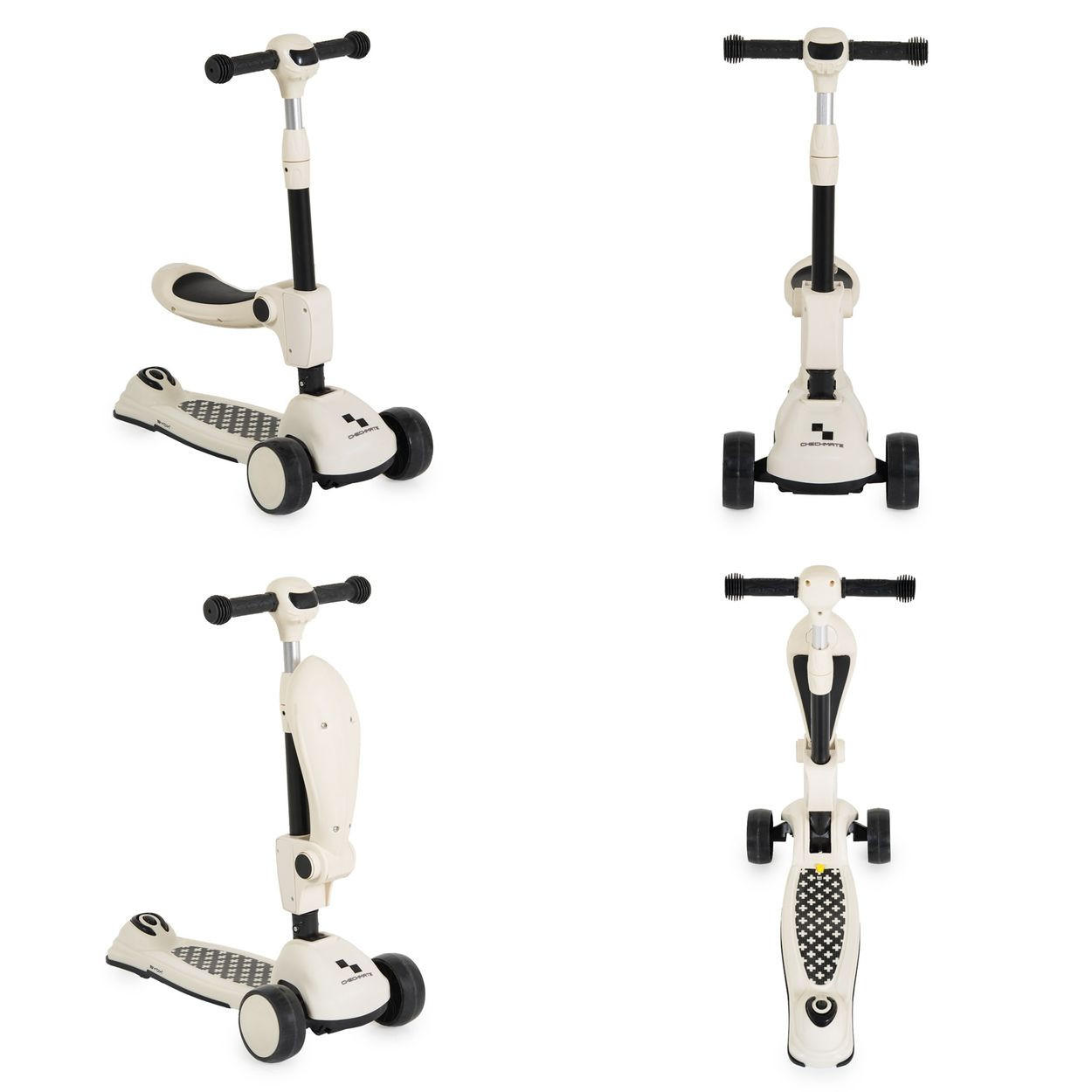 KINDERROLLER Checkmate 2 in 1 weiß Laufrad, Sound, Licht, Lenkerhöhe verstellbar - Weiß, Metall (57/27/62cm)