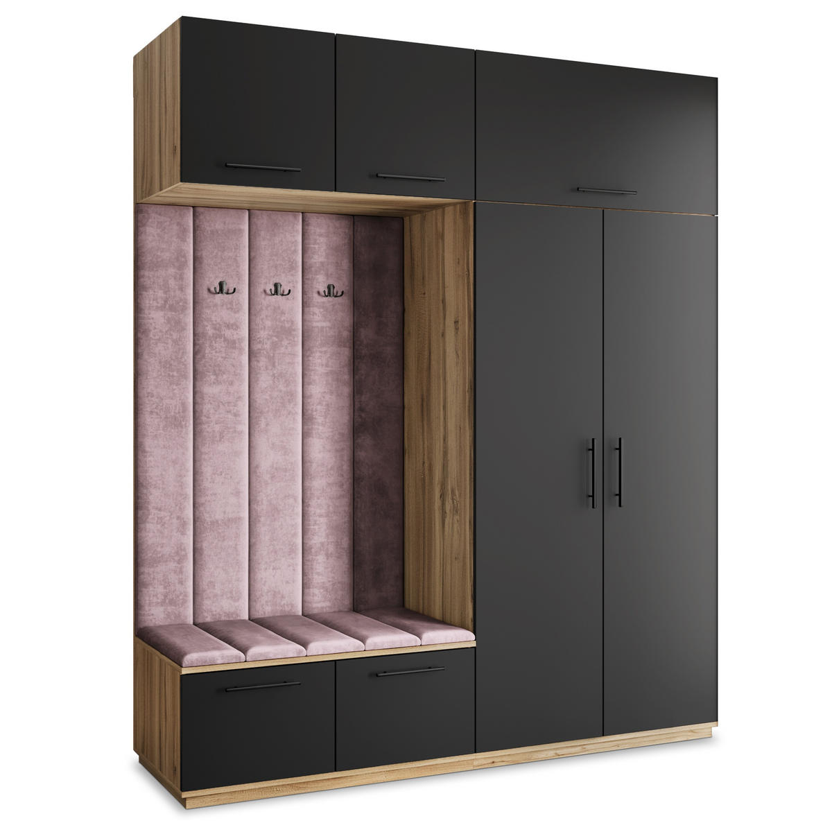 GARDEROBENSCHRANK REMA 200/240/60 cm Modern Garderobe-Set Eiche Wotan - Eiche Wotan/Lila, Holzwerkstoff (200/240/60cm) - MASSENO