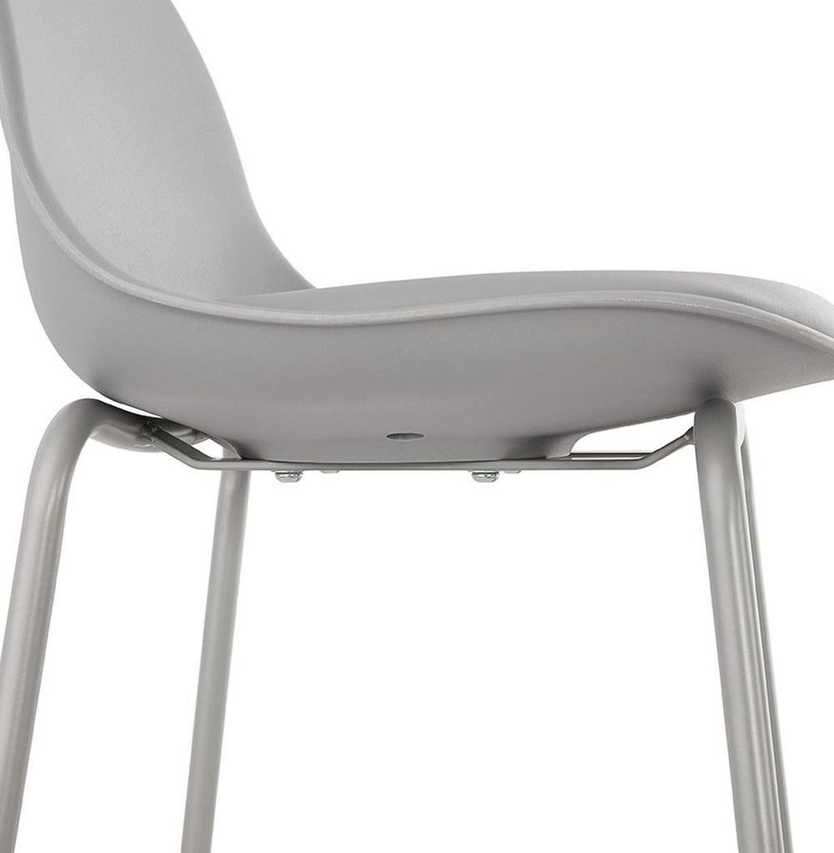 BARHOCKER Kunstleder Metallgestell Sitzhöhe 65cm Rückenlehne RENIXA MINI, Grau 42x41,5x86,5 cm - Grau, Kunststoff/Textil (42/87/42cm) - KADIMA DESIGN