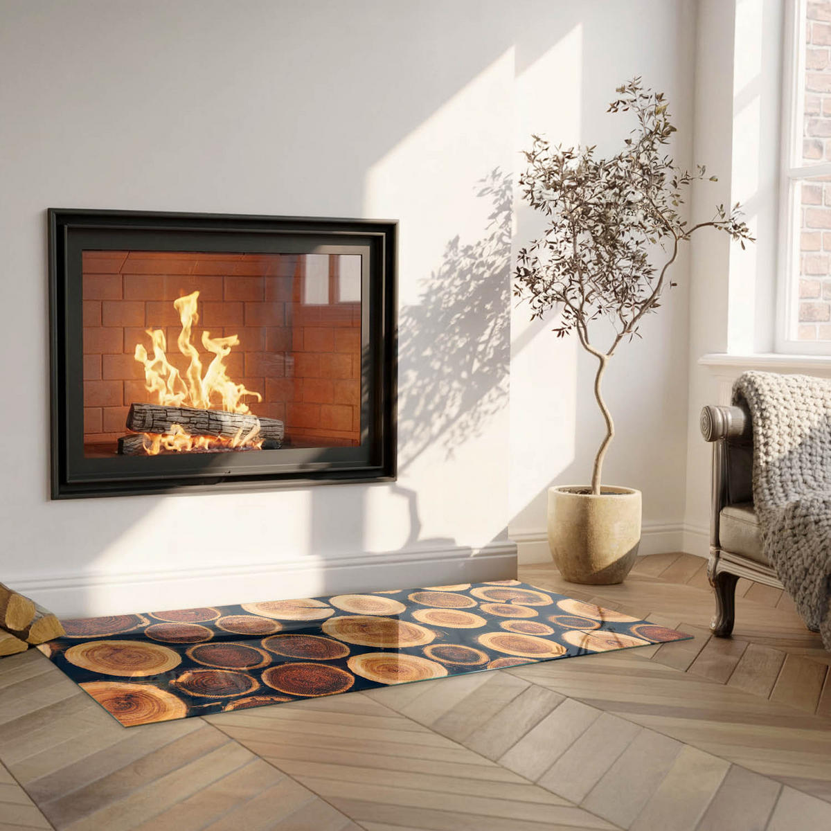 GLASPLATTE für Kamin 125x50 cm - Braun, Glas (125/50/0.4cm) - TULUP