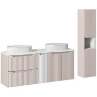 BADMÖBEL-SET 2-TLG. Newport-56 - Beige, Holzwerkstoff (170/190/40cm) - Lomado