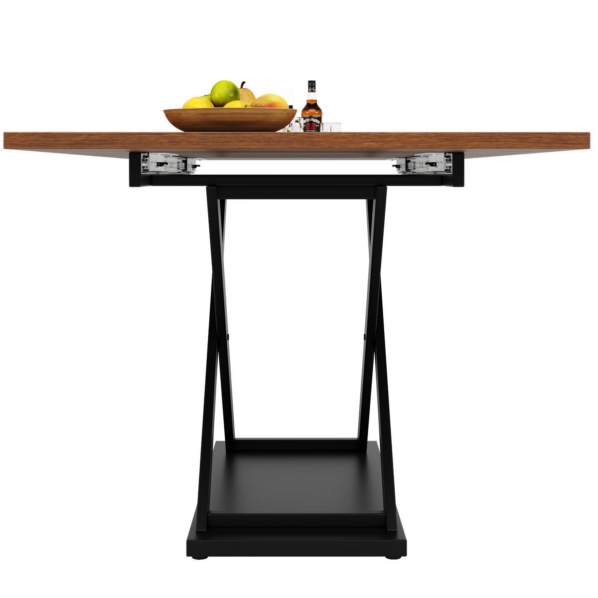 JEDÁLENSKÝ stôl 120-160/80 cm, MDF, orechová/čierna, rozkladací - farba vlašského orecha, kompozitné drevo (160/80/75cm) - BEAOK