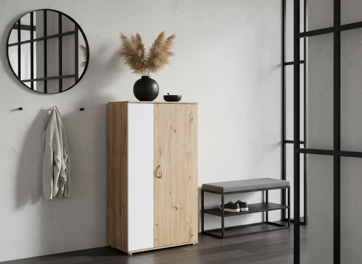 MEHRZWECKSCHRANK 70/159/35 cm Weiß Artisan Oak - Silberfarben/Eiche Artisan, Holzwerkstoff/Kunststoff (70/159/35cm) - arthur berndt