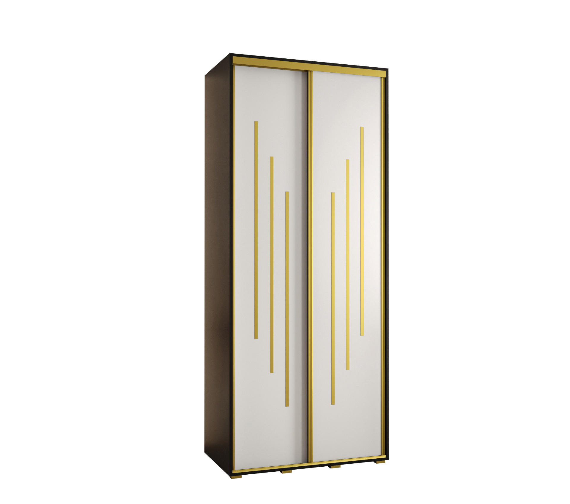 Abiks Möbel Schwebetürenschrank Schwarz, Weiß, Gold 120x235x60 cm