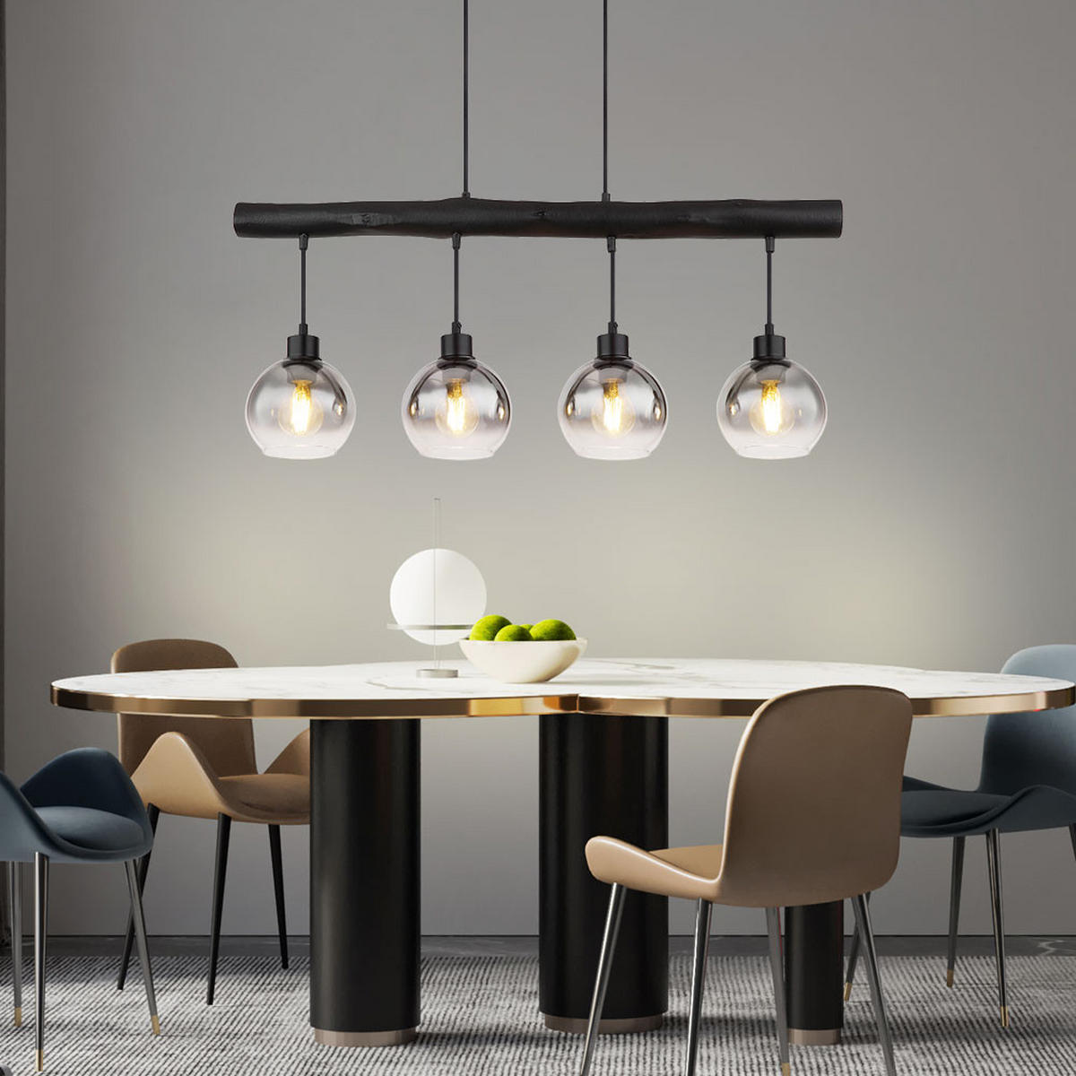 HÄNGELEUCHTE MOITAS Metall Grau Rauchglas - Grau, Glas/Metall (85/15/120cm) - Globo Lighting