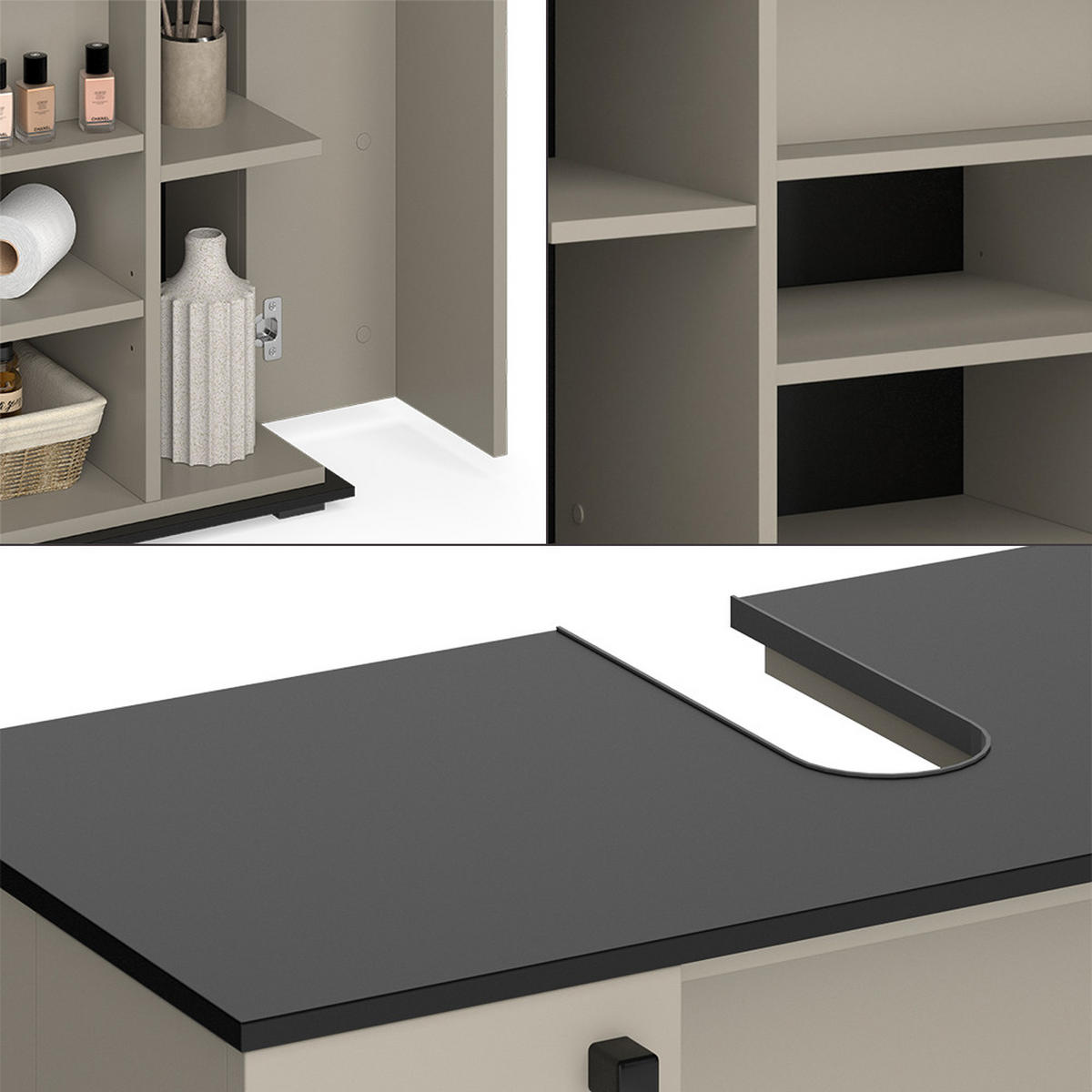 WASCHBECKENUNTERSCHRANK Joli Greige 80 x 59 cm mit 2 Türen - Greige, Holzwerkstoff (80/59/37cm) - Vicco