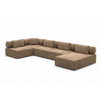 WOHNLANDSCHAFT Cipriani Braun Samtstoff - Braun, Kunststoff (400/77/200cm)