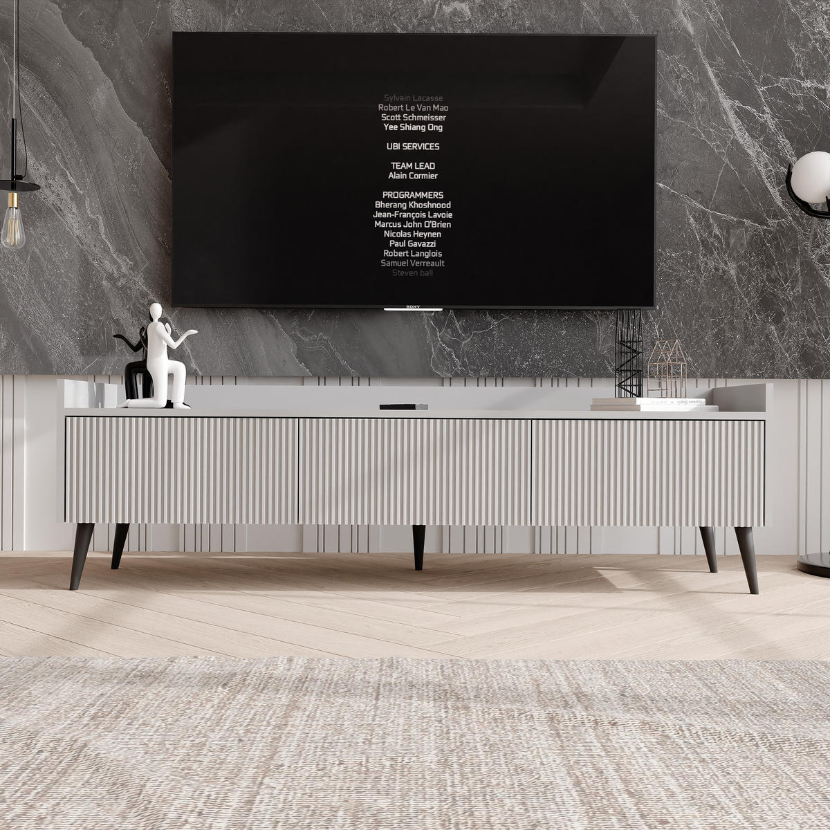 TV-LOWBOARD SCALA stehend, 150 cm Kaschmir - Kaschmir/Schwarz, Holzwerkstoff/Metall (150/45/41cm) - Idohome