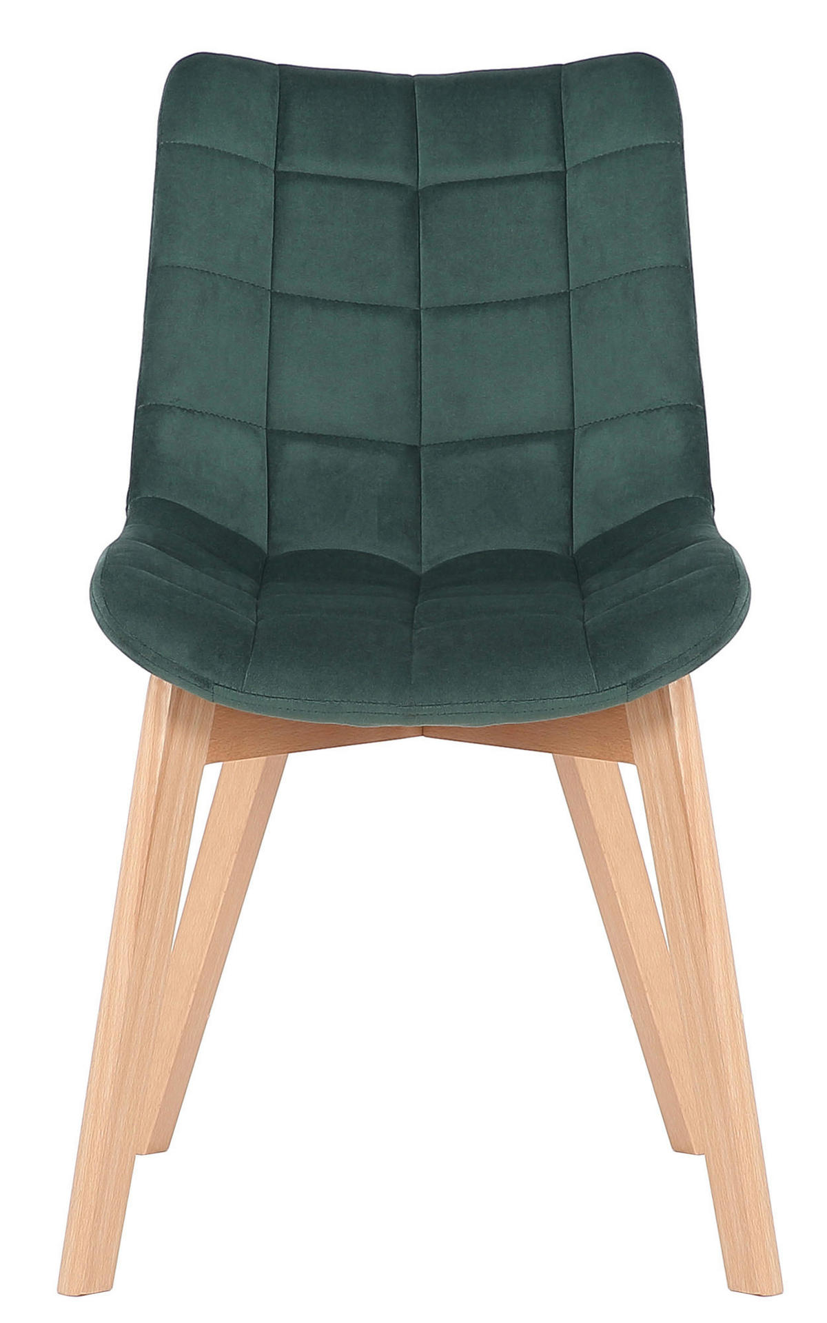 STUHL 2er Set Samt Grün - Eukalyptusholzfarben/Grün, Holz/Textil (46/82/61cm) - CLP