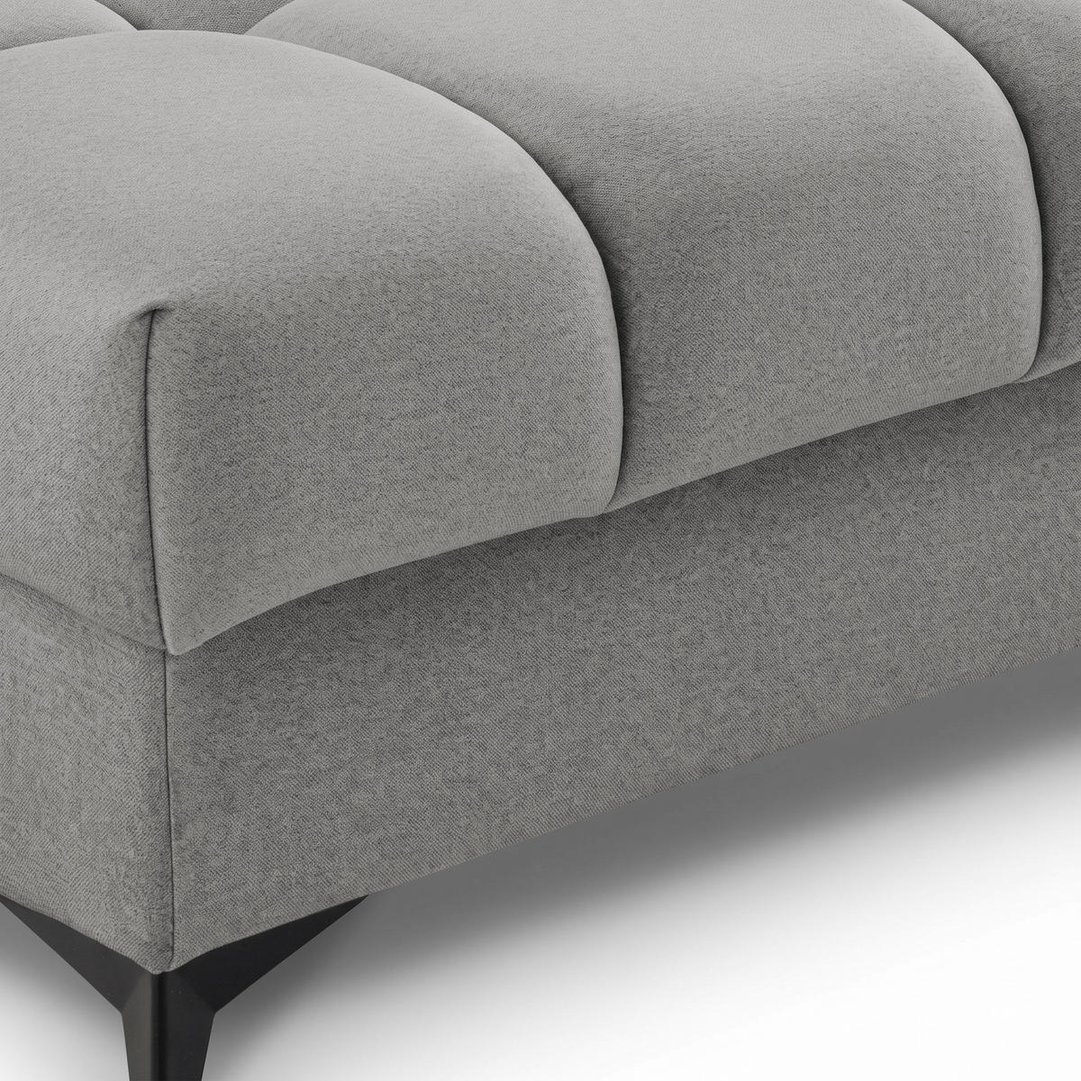 ECKSOFA PUDDING MAXI U Rechts mit Schlaffunktion 125x330 Velours Grau - Schwarz/Grau, Holz/Textil (421/203cm) - Muffo