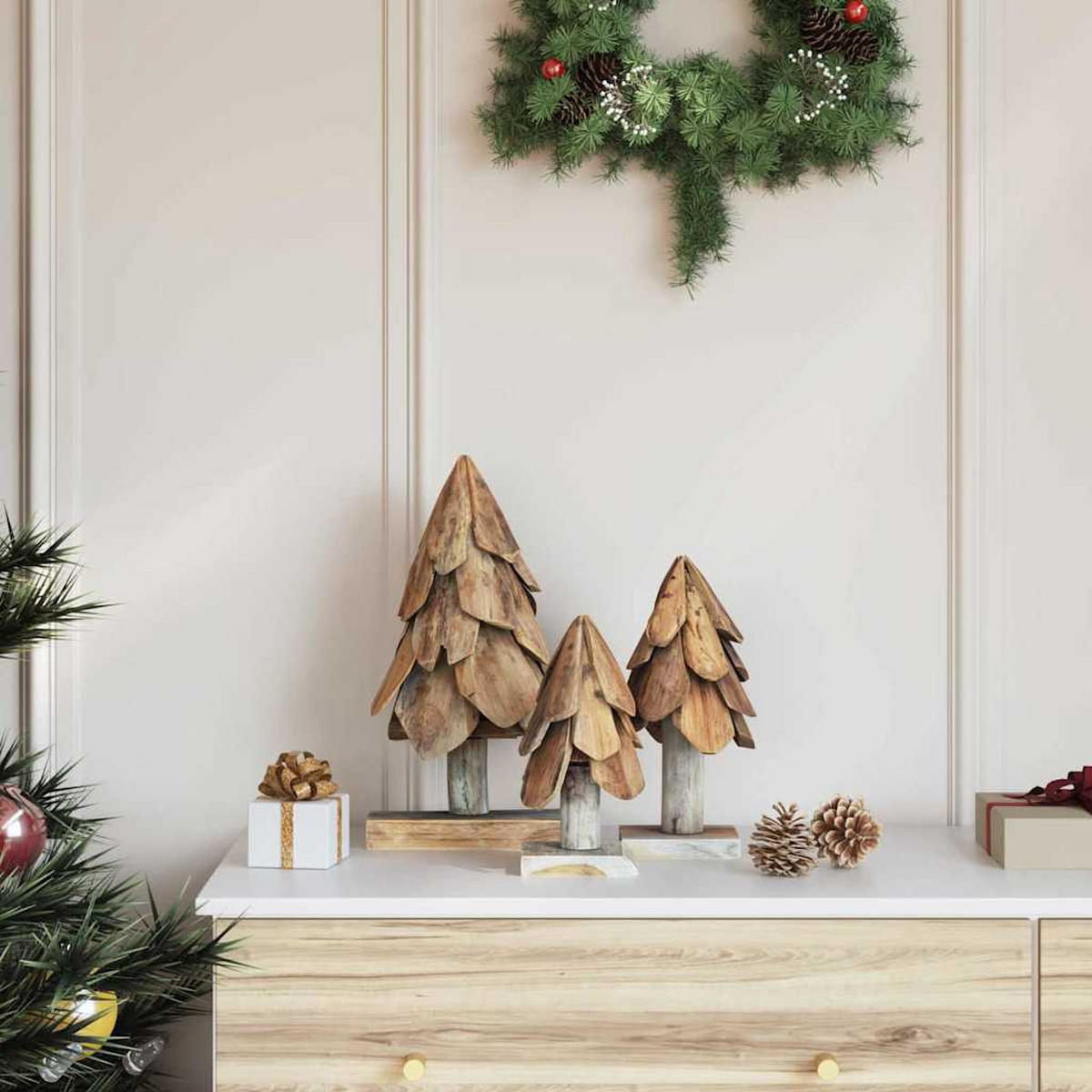 WEIHNACHTSBAUM Rustikaler 20/20/40 Cm Braun Massivholz Teak - Braun, Holz (40cm) - vidaXL