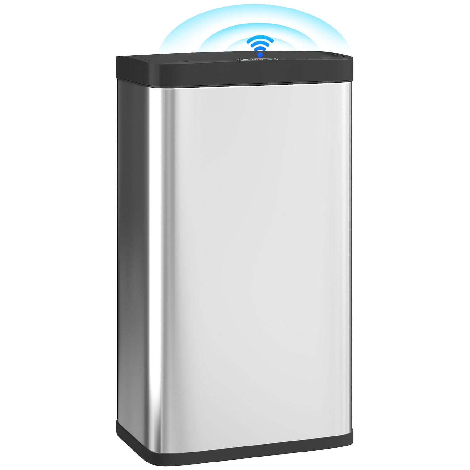 MÜLLEIMER SENSOR 45L 38/25,5/67,5 cm Edelstahl Silber Soft-Close - Silberfarben, Metall (25.5/67.5/38cm) - Rolipo
