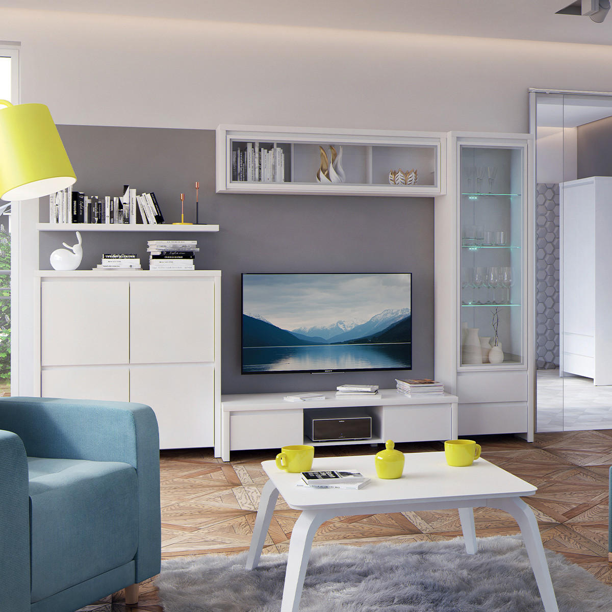 VITRÍNA Soren Matná bílá - bílá, kompozitní dřevo (56/200.5/40.5cm) - Petits-meubles