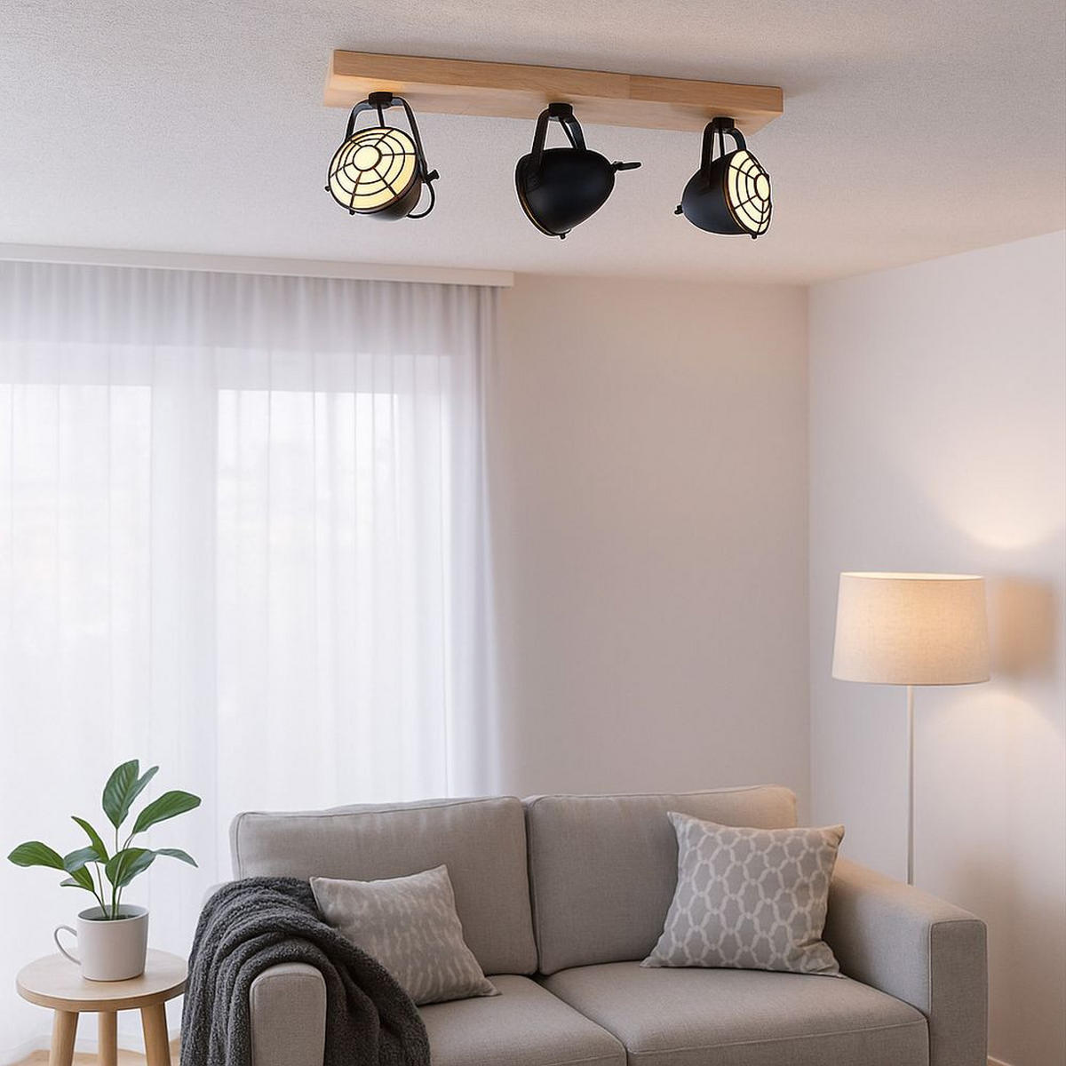 LED DECKENLEUCHTE Metall Holz Braun - Braun, Holz (59/11/20.5cm)