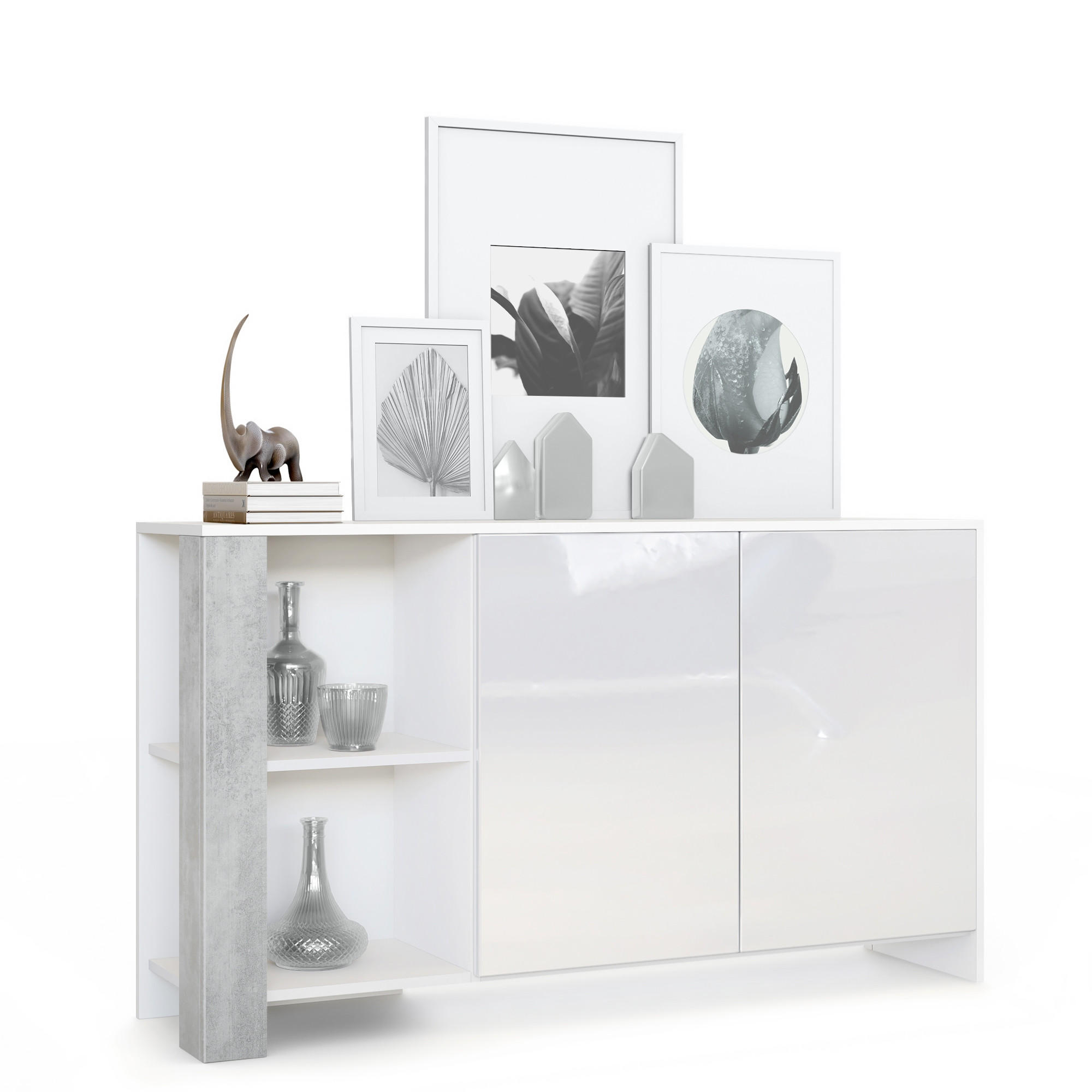 SIDEBOARD Canto Beton Oxid Optik - Hellgrau, Holzwerkstoff (143/81/36cm) - Vladon